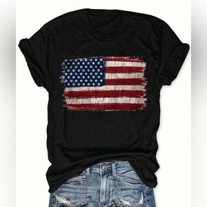 NEW! Flag Print Tee. Soft with slight stretch and crew neck.  Size 1Xl (14)